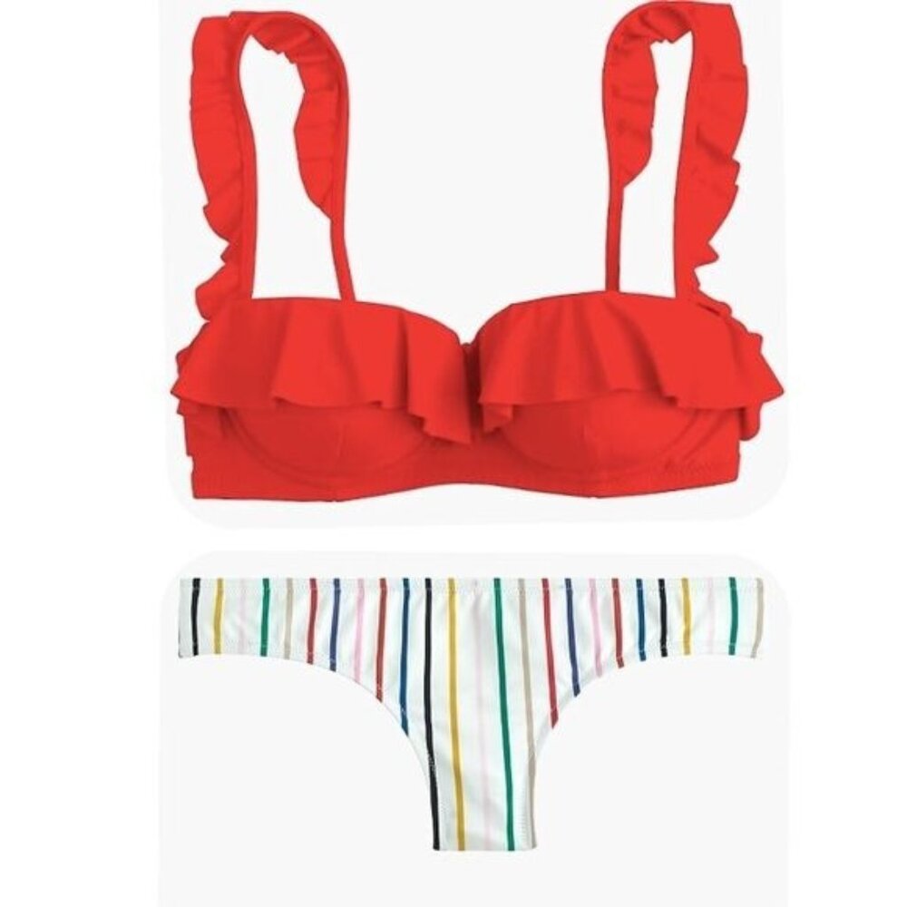 J. Crew Ruffle Underwire Eco Surf Hipster Bikini NWT